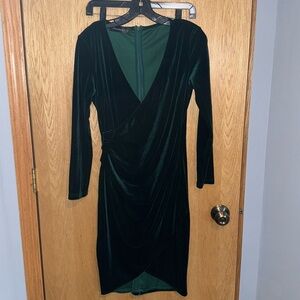 Velvet midi long sleeve wedding guest dress